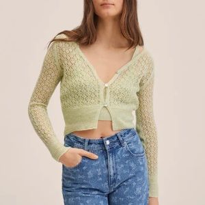 Mango Knitted Cardigan light green NWOT size Small